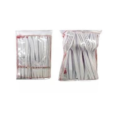 Imagem de KIT GARFO + FACA DESCARTÁVEL REFEIÇÃO TALHERES MASTER REFORÇADO RESISTENTE FESTA CHURRASCO EVENTOS - 100 OU 200 PEÇAS(100Garfos+100Facas = 200 Peças)