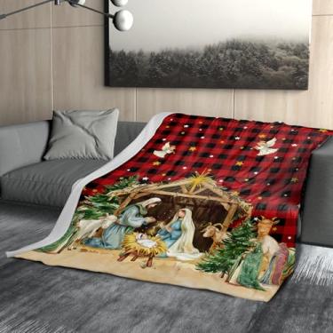 Imagem de Cobertor de Natal 152 x 127 cm – Vermelho Preto Buffalo Xadrez Férias Leve Macio Confortável Lã de Flanela Quente para Roupa de Cama de Inverno Sofá Quarto Decoração de Sala de Estar