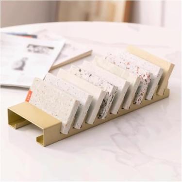Imagem de Amostra De Rack De Exibição De Azulejos De Mesa Quartzo Pedra Mármore Suporte De Amostra Piso Azulejo Suporte De Exibição De Metal Com 9 Slots Para Cartões Prateleira Organ, White
