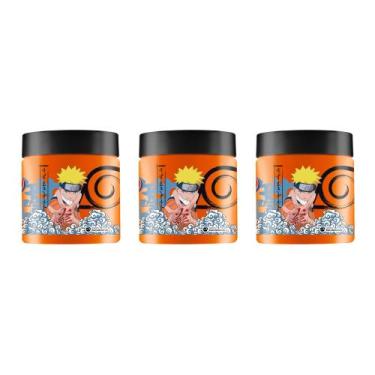 Imagem de Kit 3 Pote Plástico Laranja Naruto 550ml com Tampa Preta Rosqueável e 
