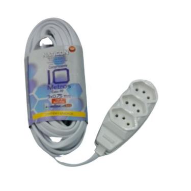 Imagem de Extensão Elétrica C/  Entrada 3 Tomadas Bivolts 10 Metros  - Naticon, 