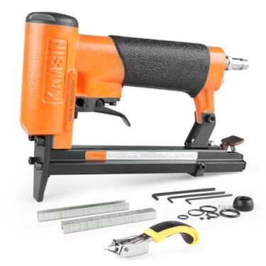 Imagem de KAMSIN #KN8016 Grampeador pneumático de fio fino calibre 21, grampos de coroa de 1/2 polegada, comprimento da perna de 1/4 polegada a 5/8 polegada pistola de estofamento elétrica para móveis, armários, roupa de cama, molduras