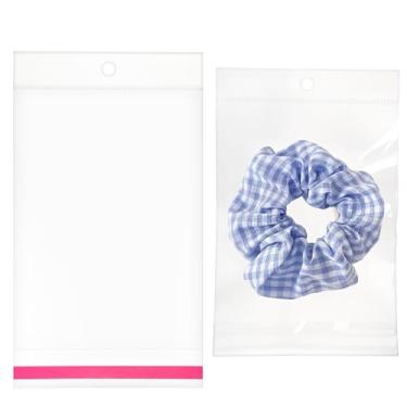 Imagem de Sacos autoseláveis de 12,7 cm x 17,78 cm, 100 unidades de sacos transparentes resseláveis com orifício para pendurar, saco de plástico transparente para embalagem, brincos, colar, grampo de cabelo