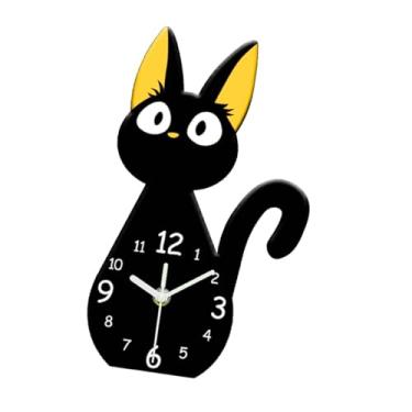 Imagem de Bothyi Relógio de parede de gato, relógio de mesa silencioso, analógico, preciso, simples, fofo, decorativo para sala de jantar, escritório, quarto infantil