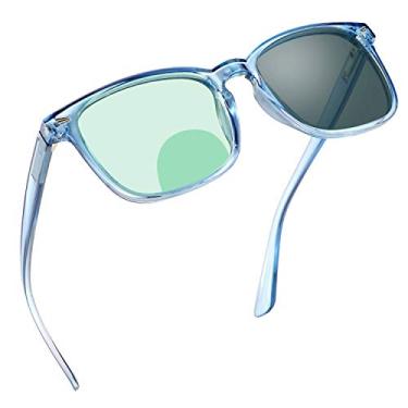 Imagem de Óculos de leitura bifocais, óculos de sol cinza fotocromático, ampliação de 0,00/+1,00 para homens/mulheres, 8082 Cinza azul claro, 1 Count (Pack of 1)