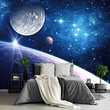 Imagem de Fightal - Planeta infantil murais galáxia pano de fundo sistema solar céu noturno estrelado teto universo home theater para sala de estar quarto papel de parede 274.3 cm x 190.5 cm (não é descascar e