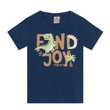 Imagem de Camiseta Manga Curta Brandili Masculino Infantil Dinossauro Em Algodão 1/3 1623-MARINHO 2-Masculino