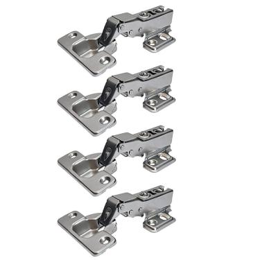 Imagem de Kit 4 Dobradiça 35Mm Curva Pistão Amortecedor Calço Slide On