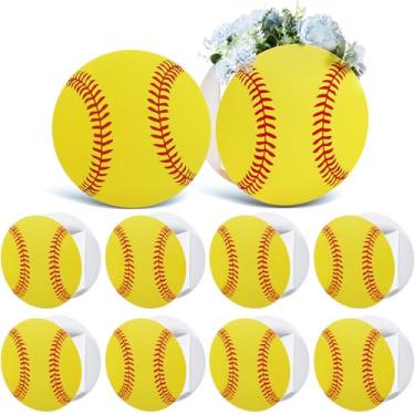 Imagem de AmazingSpark Pacote com 8 sacos de presente pretos com 16 caixas de papelão para festas esportivas em formato de softball, para aniversário, eventos de equipe, suprimentos de festa esportiva