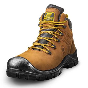 Imagem de AEGISWARM Botas de trabalho masculinas com bico de aço de 15 cm, impermeável, durável, Crazy-Horse, antiderrapante, para uso industrial e de construção, botas de trabalho masculinas, Bico de aço trigo
