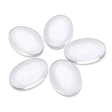 Imagem de Craftdady 200 peças cabochão de vidro transparente 25 x 18 mm oval vidro transparente cúpula traseira plana telha cabochão capas para foto pingente fabricação de joias