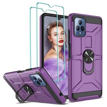 Imagem de Jeylly Capa para TCL Revvl 6 Capa protetora de telefone resistente de grau militar com suporte embutido, amortecedor TPU à prova de choque capa de celular rígida para T-Mobile Revvl 6 5G, roxo