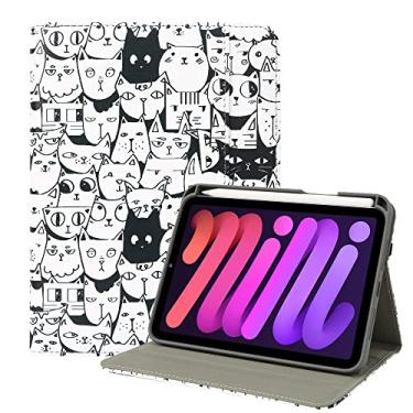 Imagem de Capa para iPad Mini 6ª geração com suporte para lápis de 8,3 polegadas 2021, suporta carregamento Apple Pencil de 2ª geração, capa inteligente de couro PU premium, despertar/hibernar automaticamente