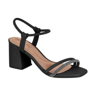 Imagem de Sandália Beira Rio Salto Grosso Strass Glitter, Preto diamond, 36