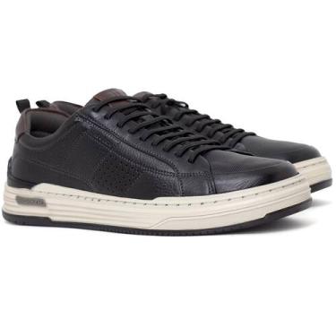 Imagem de Sapatênis Masculino Democrata Denim Mike Casual Couro Cadarço Conforto