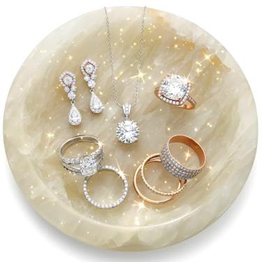 Imagem de DACHUN Bandeja de mármore redonda natural para bancada de banheiro (âmbar)