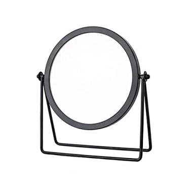 Imagem de TLTDSMY Espelho de maquiagem de metal para mesa espelho de maquiagem de mesa espelho de maquiagem dobrável espelho de vaidade doméstico espelho único