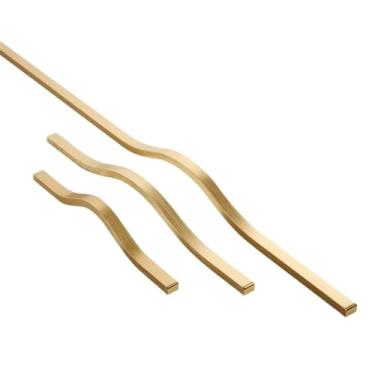 Imagem de CXYFQUUK Puxadores de porta de armário de móveis pretos de liga de alumínio puxadores curvados para gaveta de armário de armário, ferragens de móveis, 2 peças (ouro escovado 384 mm)