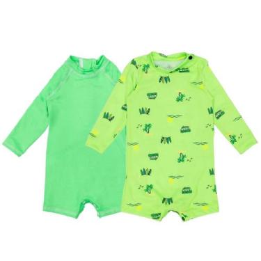 Imagem de Kit 2 Macaquinhos Menina Neon Print Proteção Solar Uv Bebê - Fofotinho