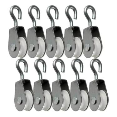 Imagem de Kit com 10 Roldanas 2cm em PVC e Metal – Peças para Varal de Teto, Apartamento e Casa, Cor Cinza, Resistentes e Duráveis