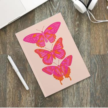 Imagem de Caderno de borboleta rosa de capa macia para viajantes, caderno de diário para anotações, agenda, agenda, diário de viagem