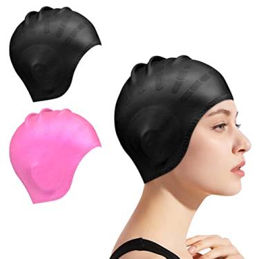 Imagem de Touca de natação à prova d'água, masculina, feminina, durável, touca de natação para adultos