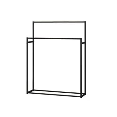 Imagem de porta-toalhas Multifuncional piso-pé banheiro toalheiro de cabeceira roupas cabide moderno piscina toalha secagem rack(Preto,Pequeno)