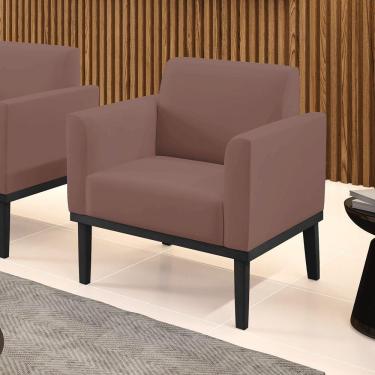 Imagem de Poltrona Decorativa Pés Fixo Em Madeira Preto Veludo Rose