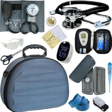 Imagem de Kit Enfermagem Maleta Super Luxo Aparelho Pressao Estetoscopio Aneroid