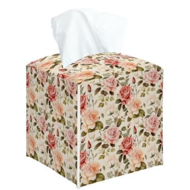 Imagem de Capa quadrada de caixa de lenços de papel rosa, suporte decorativo para quarto, banheiro, cozinha, escritório, bancada, organizador de papel facial de couro -28