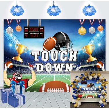Imagem de Pano de fundo para festa de futebol, touchdown, medalha, jogo esportivo, troféu, campo de futebol, fotografia, fundo para crianças e adultos, tema esportivo, decoração de festa de aniversário, 20 x