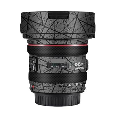 Imagem de Adesivo de lente de câmera EF 8-15 4 L para Canon EF 8-15 mm F4 L revestimento película protetora vinil decalque skin (cinza cruzado)