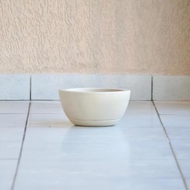 Imagem de Vaso de Planta Decoração Centro Mesa Suculentas Cactos Bacia Cuia Lisa Marmorizada Polida 13x25 com Prato (Bege)