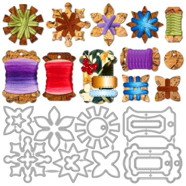 Imagem de MAYJOYDIY Ferramentas de costura, bobinas de metal, moldes de corte, enrolador de linha em forma de flor, modelo de gravação para fazer cartões, estênceis de aço carbono, para álbum de scrapbook