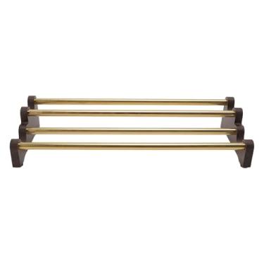 Imagem de ZAWELIYO Rack de Drenagem de Xícara de chá Elegante Base de Madeira Pólo de Aço Inoxidável Prateleira de Armazenamento de Mesa para Xícaras de chá e Tigelas para Amantes de chá de