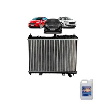 Imagem de Kit Radiador Ford Fiesta 2013 a 2016 1.5 1.6 + Água Desmineralizada 5L