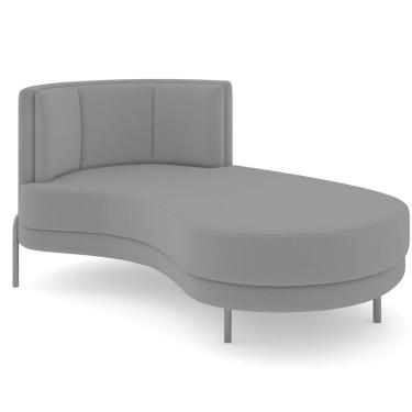 Imagem de Chaise Longue Divã 164cm Braço Esquerdo Logus D06 Veludo Cinza - Mpozenato
