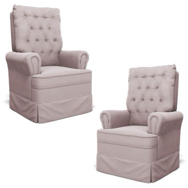 Imagem de Kit 02 Poltronas De Amamentação E Descanso Com Balanço Laís G05 Veludo Rosê - Mpozenato