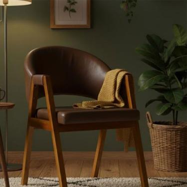 Imagem de Cadeira Sala de Jantar Premium com Braço Madeira Maciça Movellu Home, 