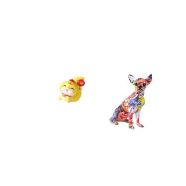 Imagem de Fenteer Enfeite de Mesa em Resina com Filhote de Cobra de Desenho Animado, Estátua Colorida de Cachorro, Figura Decorativa, Escultura de Animal Multicolorida