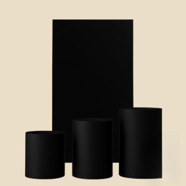 Imagem de Kit Capa De Painel Romano Liso Retângulo Dupla Face Duas Cores E Trio Cilindros De Malha Gel Premium(Preto)