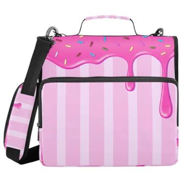 Imagem de ATTX Fichário de gelo rosa com zíper e alça acolchoada ajustável – bolsa para fichário com capacidade para 500 folhas com organizador de vários bolsos, serve para laptop de 30 cm #670