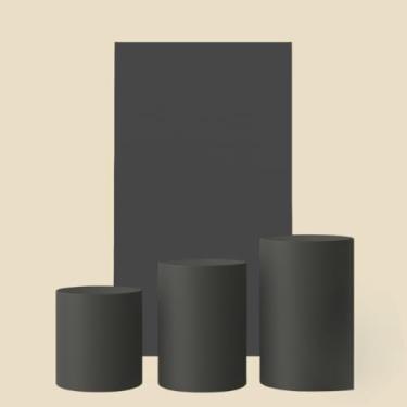 Imagem de Kit Capa De Painel Romano Liso Retângulo Dupla Face Duas Cores E Trio Cilindros De Malha Gel Premium(Chumbo)