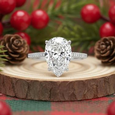 Imagem de 1 anel moderno de prata esterlina de luxo 4CT pera zircônia para formatura feminino presente de dia das mães joias finas presentes, 6, Prata esterlina, Sem Pedra Preciosa