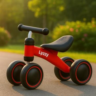 Imagem de Bicicleta de Equilíbrio Infantil 4 Rodas Sem Pedal – Estável e Segura para Bebês +12 Meses – Desenvolvimento de Equilíbrio, Coordenação Motora – Vermelha Unissex