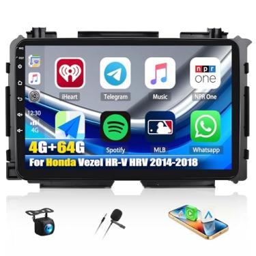 Imagem de [4 + 64 GB] Estéreo automotivo Android 15 para Honda Vezel HR-V HRV 2014-2018 com carplay sem fio e Android Auto, rádio veicular com tela sensível ao toque de 23 cm com conexão espelhada, Wi-Fi, GPS