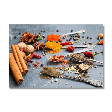 Imagem de NHLDZYH Tela decorativa cozinha, arte vintage especiarias coloridas, arte de parede quadros para sala de estar quarto cozinha. B41. 80 x 120 cm Apenas tela