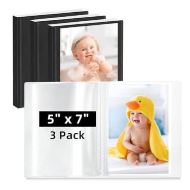 Imagem de Vienrose Álbum De Fotos Pequeno, Pacote Com 3, 5 X 7, Cada Foto Comporta 52 Fotos, Mini Capa Personalizável, Álbuns Bebê Tipo Cartão Postal (Preto)