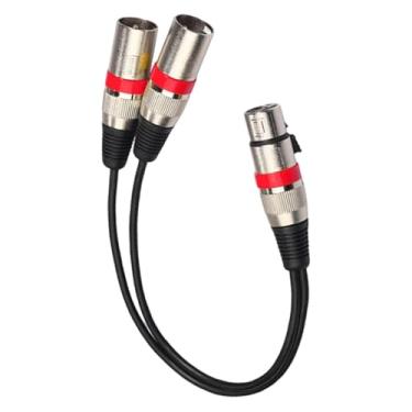 Imagem de MERIGLARE Cabo divisor XLR 1 fêmea para 2 machos de 3 pinos, cabo patch Y, divisor de microfone para vários instrumentos musicais e efeitos, Vermelho