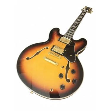Imagem de Semi Hollow Body Electric Guitar Mahogany - Double Cutaway with F-Holes & Dual Humbuckers for Jazz Blues Rock(Brown)